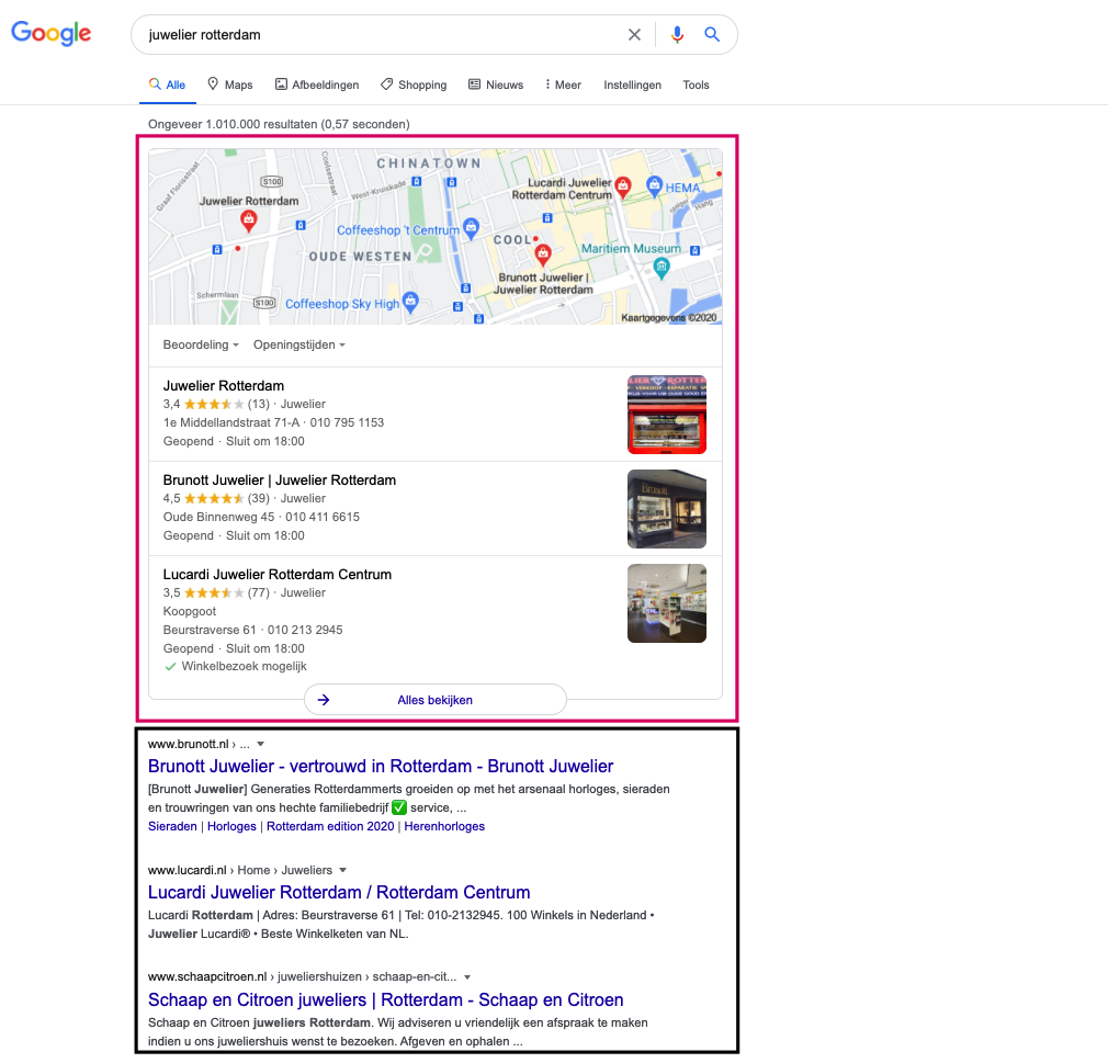 Local pack vs. Lokale zoekresultaten